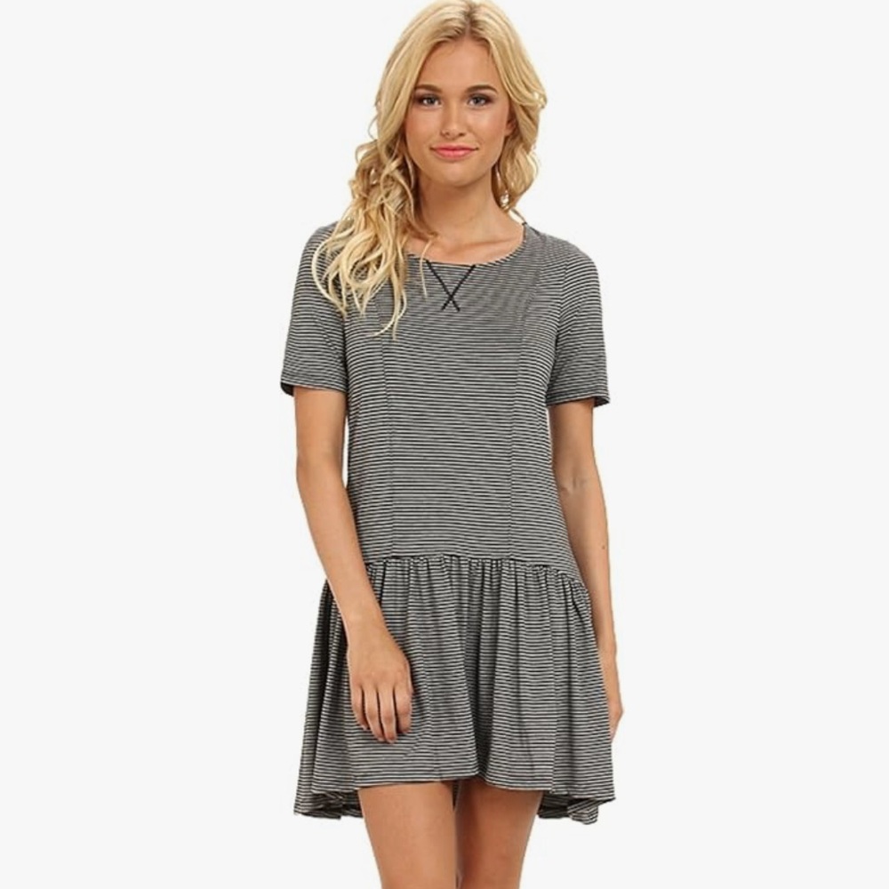 BCBG GENERATION black and gray striped dress